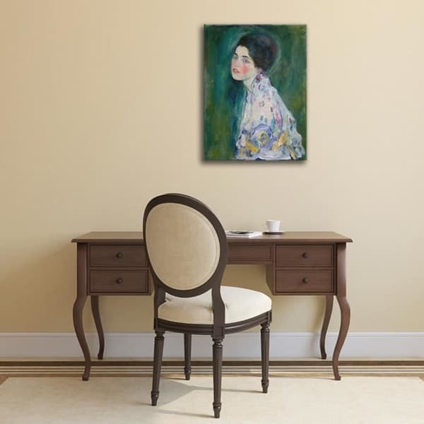 Legendarte - Målning, Tryck på duk - Porträtt av en dam - Gustav Klimt cm. 50x70