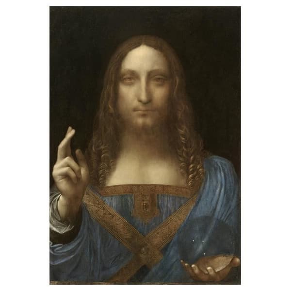 Legendarte - Målning, Tryck på duk - Salvator Mundi - Leonardo Da Vinci cm. 60x90