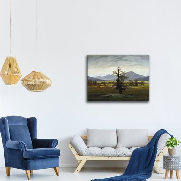 Legendarte - Målning, tryck på duk - Ensamt träd Caspar David Friedrich cm. 80x100
