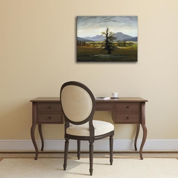 Legendarte - Målning, tryck på duk - Ensamt träd Caspar David Friedrich cm. 80x100