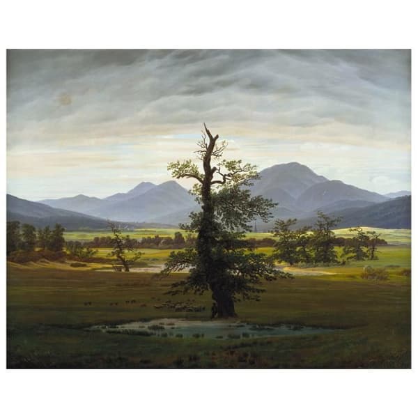 Legendarte - Målning, tryck på duk - Ensamt träd Caspar David Friedrich cm. 80x100