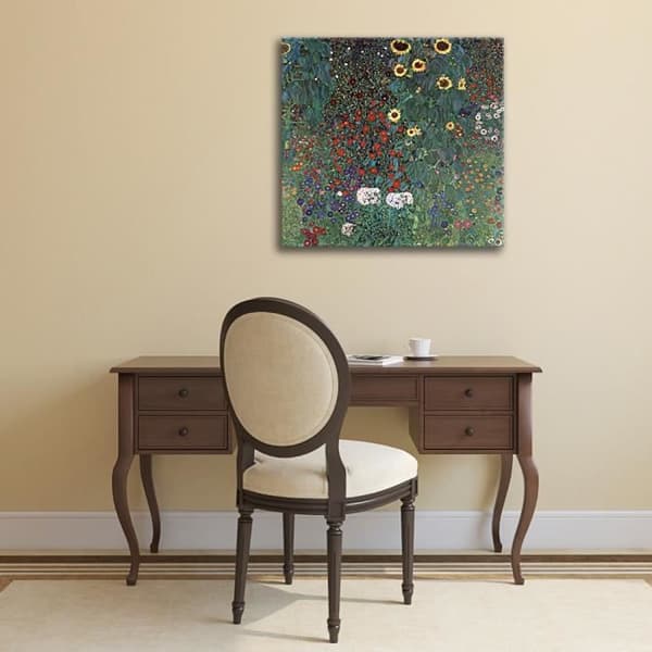 Legendarte - Målning, Tryck på duk - Solrosträdgården Gustav Klimt cm. 90x90