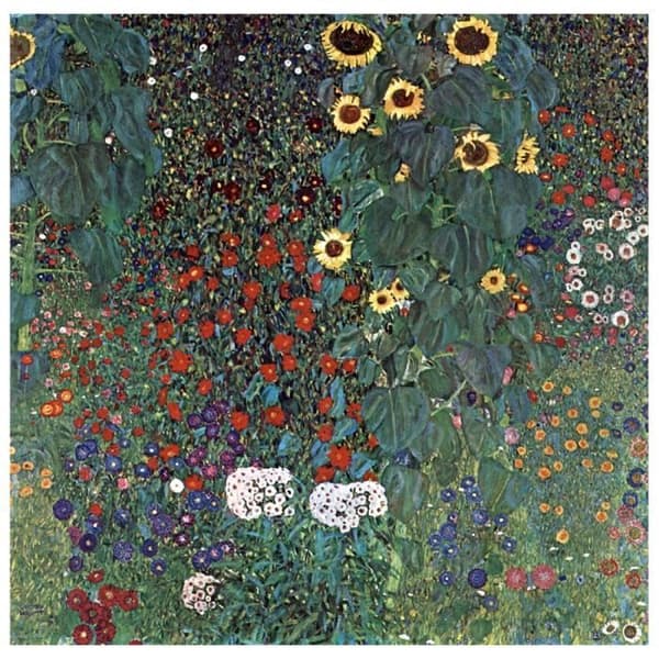 Legendarte - Målning, Tryck på duk - Solrosträdgården Gustav Klimt cm. 90x90