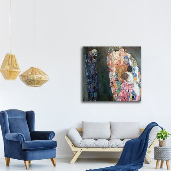 Legendarte - Målning, Tryck på duk - Liv och död Gustav Klimt cm. 50x50