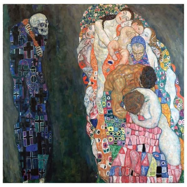 Legendarte - Målning, Tryck på duk - Liv och död Gustav Klimt cm. 50x50