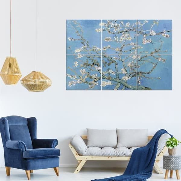 Legendarte - Flerpanelsmålning Mandelträd i blom - Vincent Van Gogh cm. 100x150 (6 paneler)