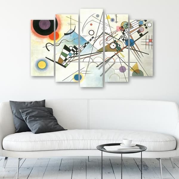 Målning, tryck på duk - Komposition VIII Wassily Kandinsky cm. 150x100 Typ A1 (5 paneler)