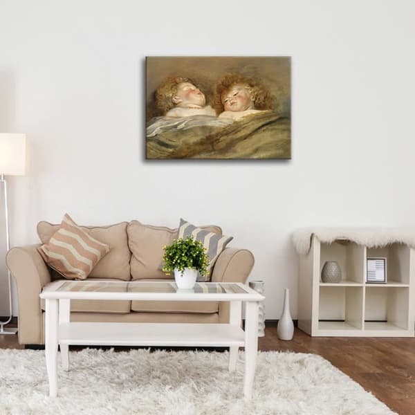 Legendarte - Målning, Tryck på duk - Två sovande barn - Peter Paul Rubens cm. 60x80