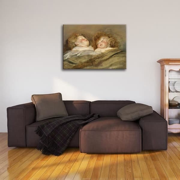 Legendarte - Målning, Tryck på duk - Två sovande barn - Peter Paul Rubens cm. 60x80