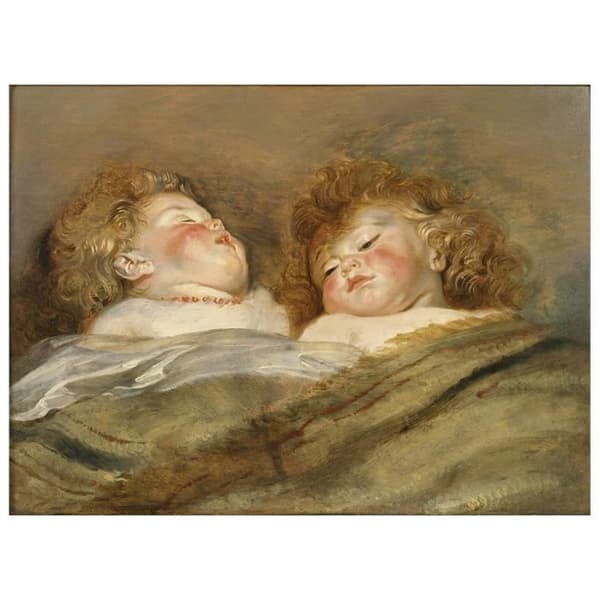 Legendarte - Målning, Tryck på duk - Två sovande barn - Peter Paul Rubens cm. 60x80