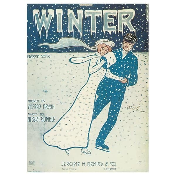 Legendarte - Vintage Winter Music Cover - Målning, Canvastryck cm. 50x70