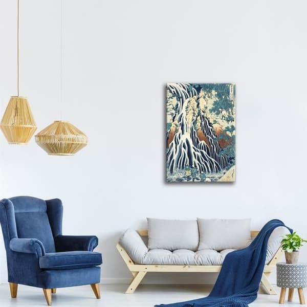 Legendarte - Målning, tryck på duk - Kirifuri-vattenfallet vid berget Kurokami - Katsushika Hokusai cm. 40x60