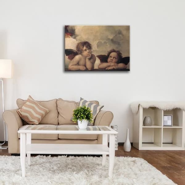 Legendarte - Målning, tryck på duk - Putti (Den sixtinska madonnan) - Raphael cm. 60x80