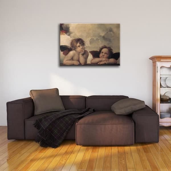 Legendarte - Målning, tryck på duk - Putti (Den sixtinska madonnan) - Raphael cm. 60x80