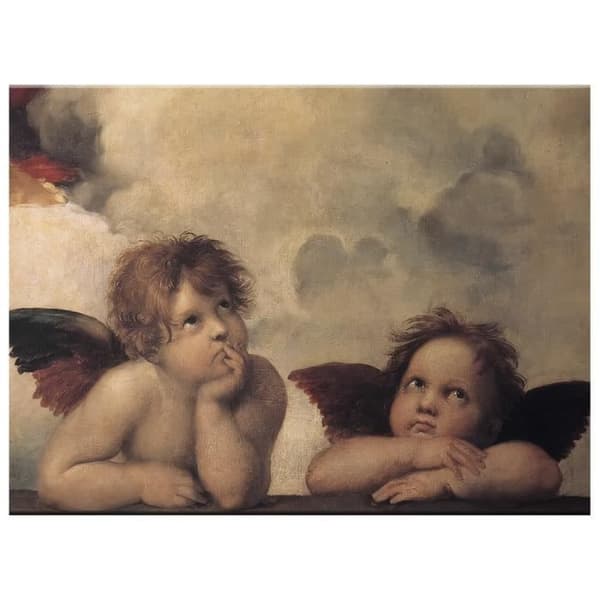 Legendarte - Målning, tryck på duk - Putti (Den sixtinska madonnan) - Raphael cm. 60x80