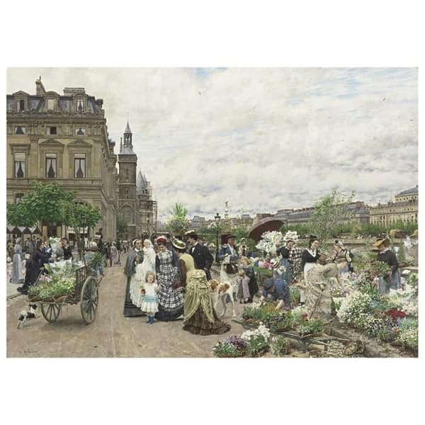 Legendarte - Målning, tryck på duk - Le Quai Aux Fleures - Firmin Girard cm. 50x70