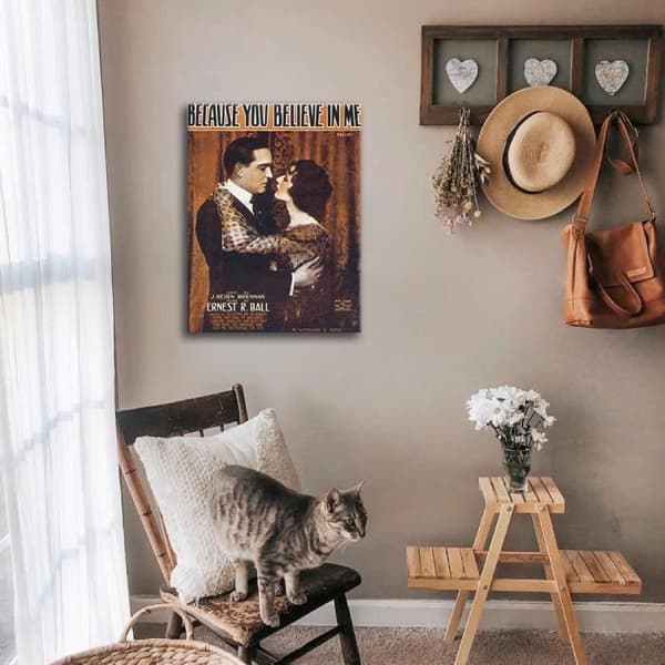 Legendarte - Vintage Music Cover Why You Believe In Me - Målning, Tryck På Duk cm. 50x70