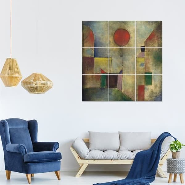 Legendarte - Röd Ballong Multi Panel Målning - Paul Klee cm. 150x150 (9 paneler)