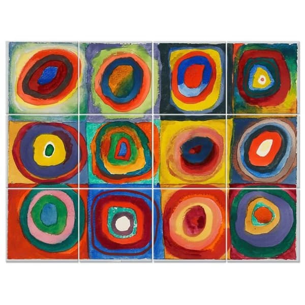 Legendarte - Färgtest Multi Panel Målning - Wassily Kandinsky cm. 150x200 (12 paneler)