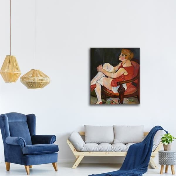 Legendarte - Målning, tryck på duk - Kvinnan med vita strumpor - Suzanne Valadon cm. 80x100