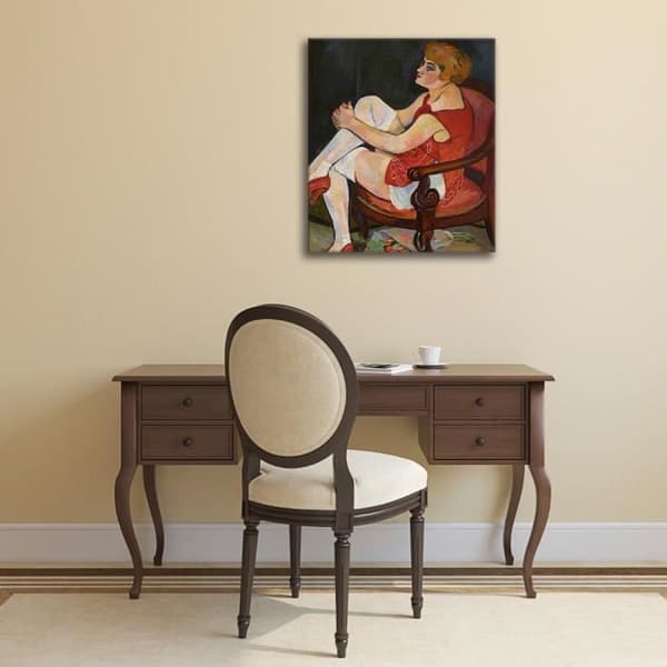 Legendarte - Målning, tryck på duk - Kvinnan med vita strumpor - Suzanne Valadon cm. 80x100