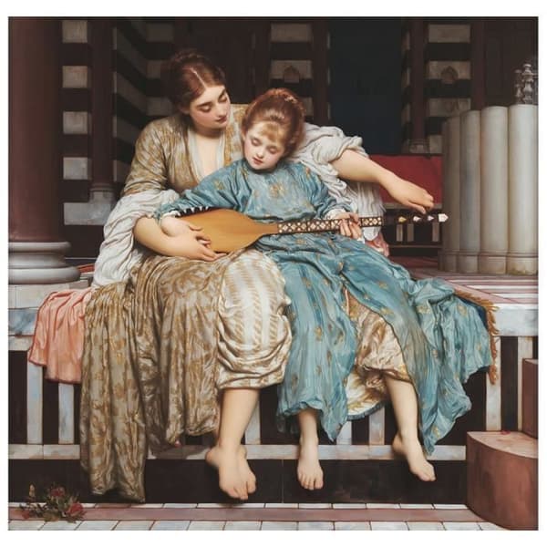Målning, tryck på duk - Musiklektioner - Frederic Leighton cm. 60x60
