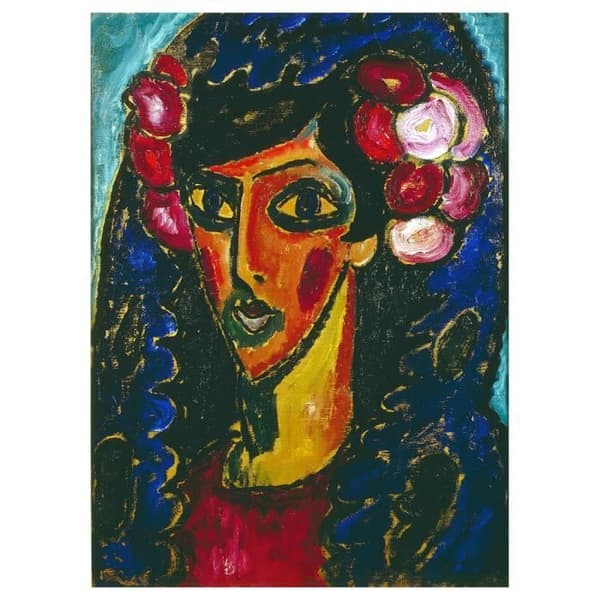 Legendarte - Målning, tryck på duk - Den blå mantillan - Alexej von Jawlensky cm. 50x70