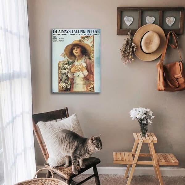 Legendarte - Vintage Music Cover I'm Always Falling In Love With The Other Fellow's Girl - Målning, Canvastavla c