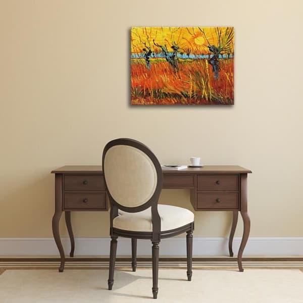 Legendarte - Målning, tryck på duk - Willows at Sunset Vincent Van Gogh cm. 50x60