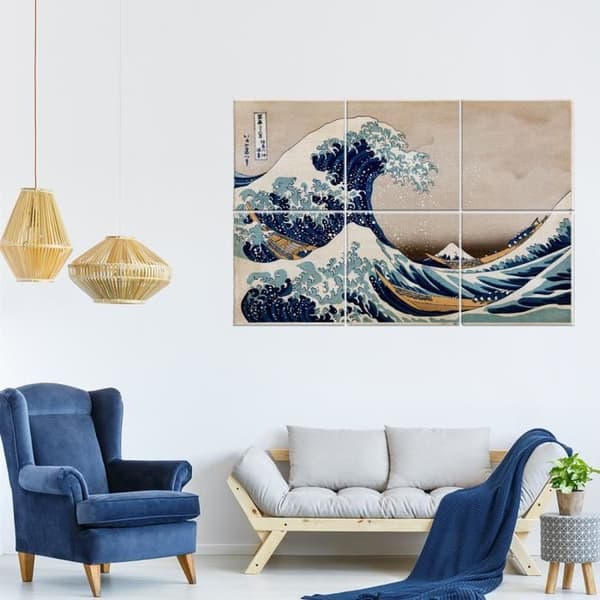 Legendarte - Multi Panel Painting The Great Wave Off Kanagawa - Katsushika Hokusai cm. 100x150 (6 paneler)