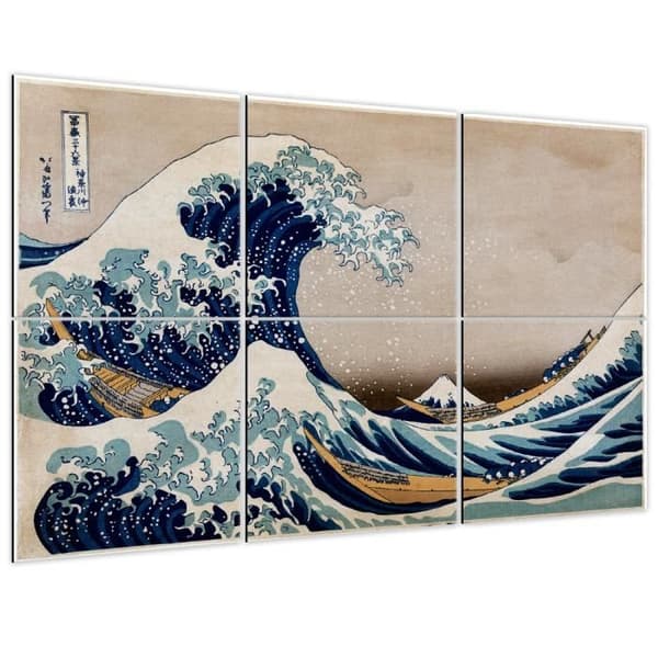 Legendarte - Multi Panel Painting The Great Wave Off Kanagawa - Katsushika Hokusai cm. 100x150 (6 paneler)