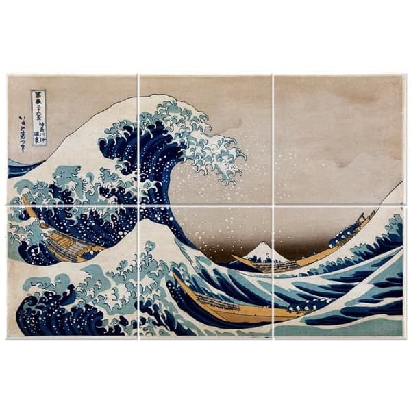 Legendarte - Multi Panel Painting The Great Wave Off Kanagawa - Katsushika Hokusai cm. 100x150 (6 paneler)