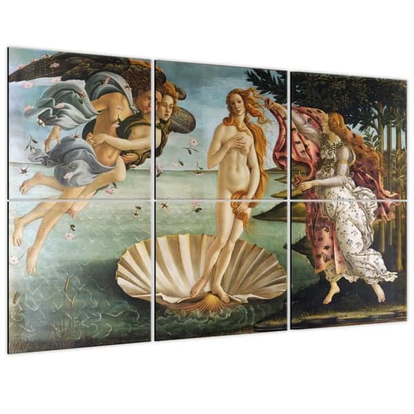 Legendarte - Flerpanelsmålning The Birth of Venus - Sandro Botticelli cm. 100x150 (6 paneler)