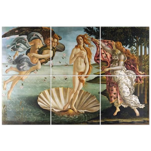 Legendarte - Flerpanelsmålning The Birth of Venus - Sandro Botticelli cm. 100x150 (6 paneler)