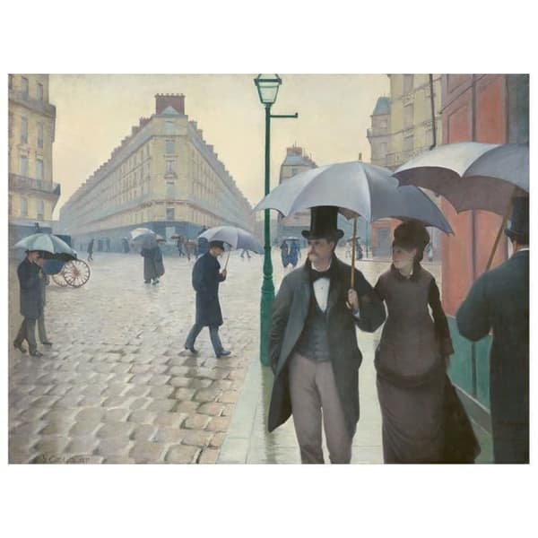 Legendarte - Målning, Tryck på duk - Rue De Paris, Regnigt väder Gustave Caillebotte cm. 50x60