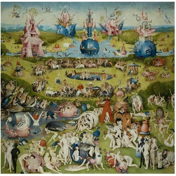 Legendarte - Tavla, Tryck På Duk - Lustarnas Trädgård - Hieronymus Bosch (El Bosco) cm. 60x60