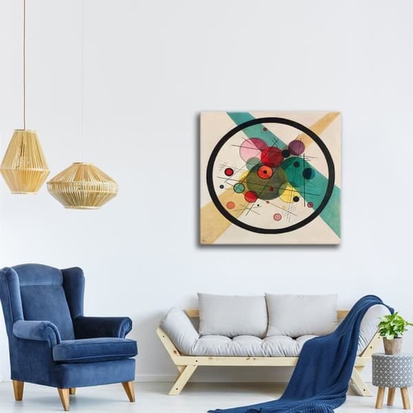 Legendarte - Målning, tryck på duk - Circles In A Circle Wassily Kandinsky cm. 50x50