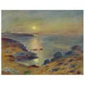 Miniatyrbild 1 av 4: Legendarte - Målning, tryck på duk - solnedgång i Douarnenez Pierre Auguste Renoir cm. 50x60