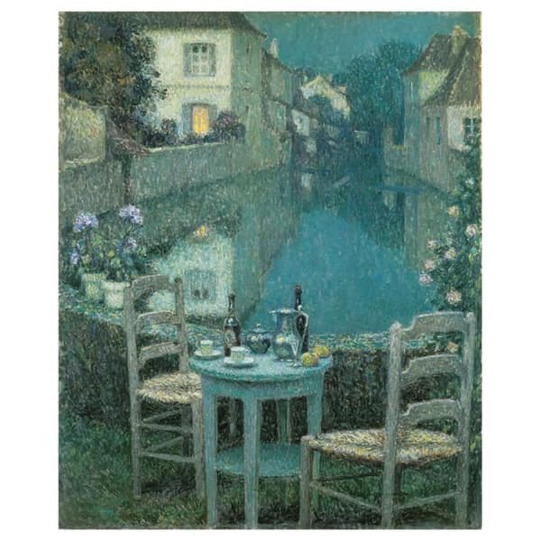Legendarte - Målning, tryck på duk - Ett litet bord vid skymningen - Henri Le Sidaner cm. 60x75