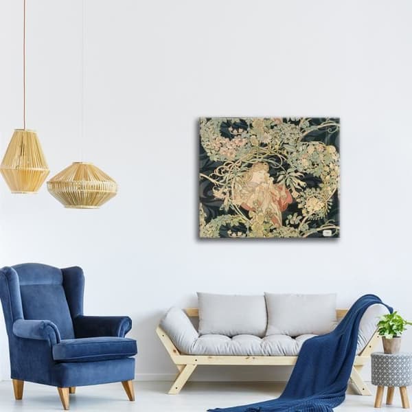 Legendarte - Målning, Tryck på duk - Kvinna med Marguerite - Alphonse Mucha cm. 80x90