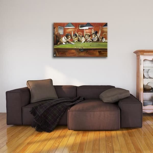 Legendarte - Målning, tryck på duk - Hundar som leker pool - Cassius Marcellus Coolidge cm. 60x90