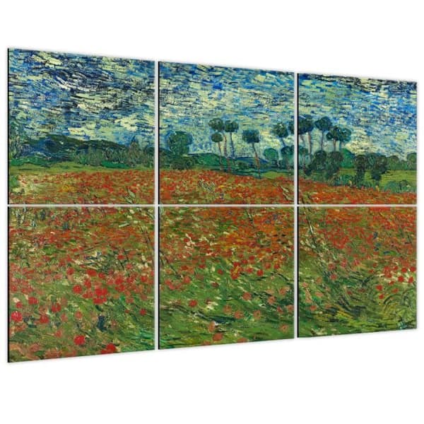 Legendarte - Flerpanelsmålning Vallmofältet - Vincent Van Gogh cm. 100x150 (6 paneler)