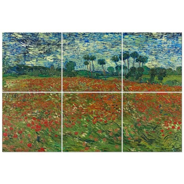 Legendarte - Flerpanelsmålning Vallmofältet - Vincent Van Gogh cm. 100x150 (6 paneler)
