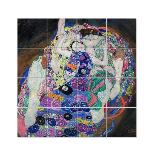 Legendarte - Flerpanelsmålning Jungfrun - Gustav Klimt cm. 200x200 (16 paneler)