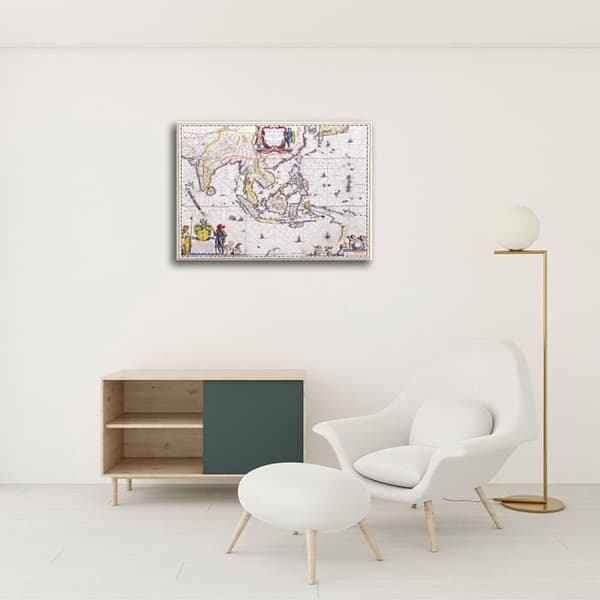 Legendarte - Målning, Tryck på duk - Kartografi - Gammal karta nr 8 cm. 80x100