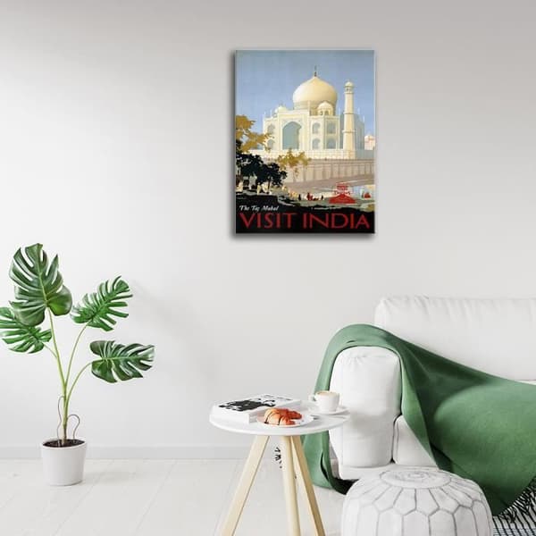 Legendarte - Vintage Tourist Poster Visit India - Målning, tryck på duk cm. 50x70