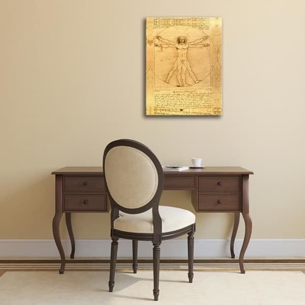 Legendarte - Målning, tryck på duk - Vitruvian Man Leonardo Da Vinci cm. 60x90