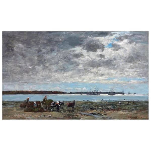 Legendarte - Målning, tryck på duk - Brest La Rade Harvest of Kelp - Eugène Boudin cm. 50x80