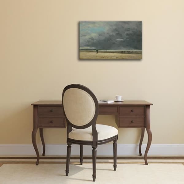 Legendarte - Målning, tryck på duk - Deauville, lågvatten - Eugène Boudin cm. 50x80