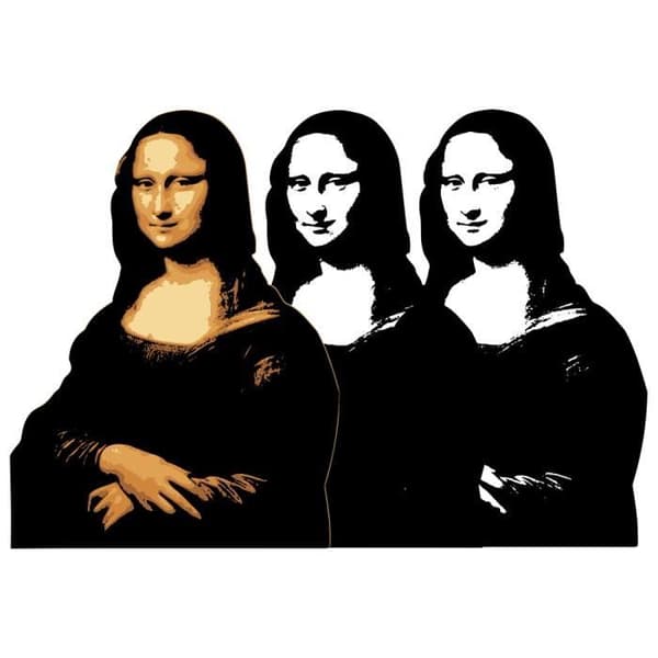 Legendarte - Målning, Tryck på duk - Mona Lisa i svartvitt och färger cm. 60x90